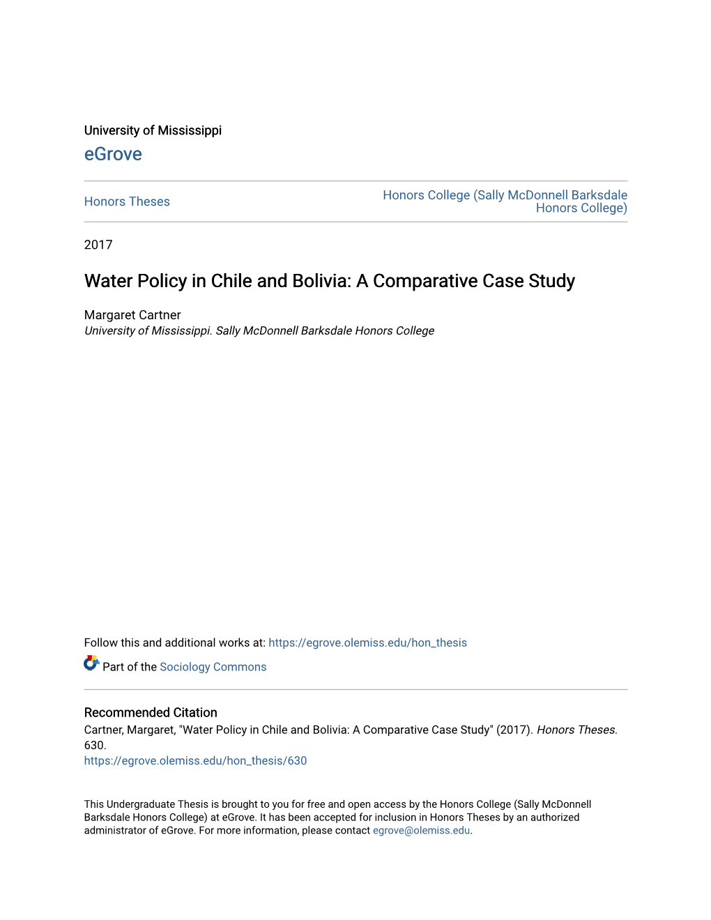 Water Policy in Chile and Bolivia: a Comparative Case Study