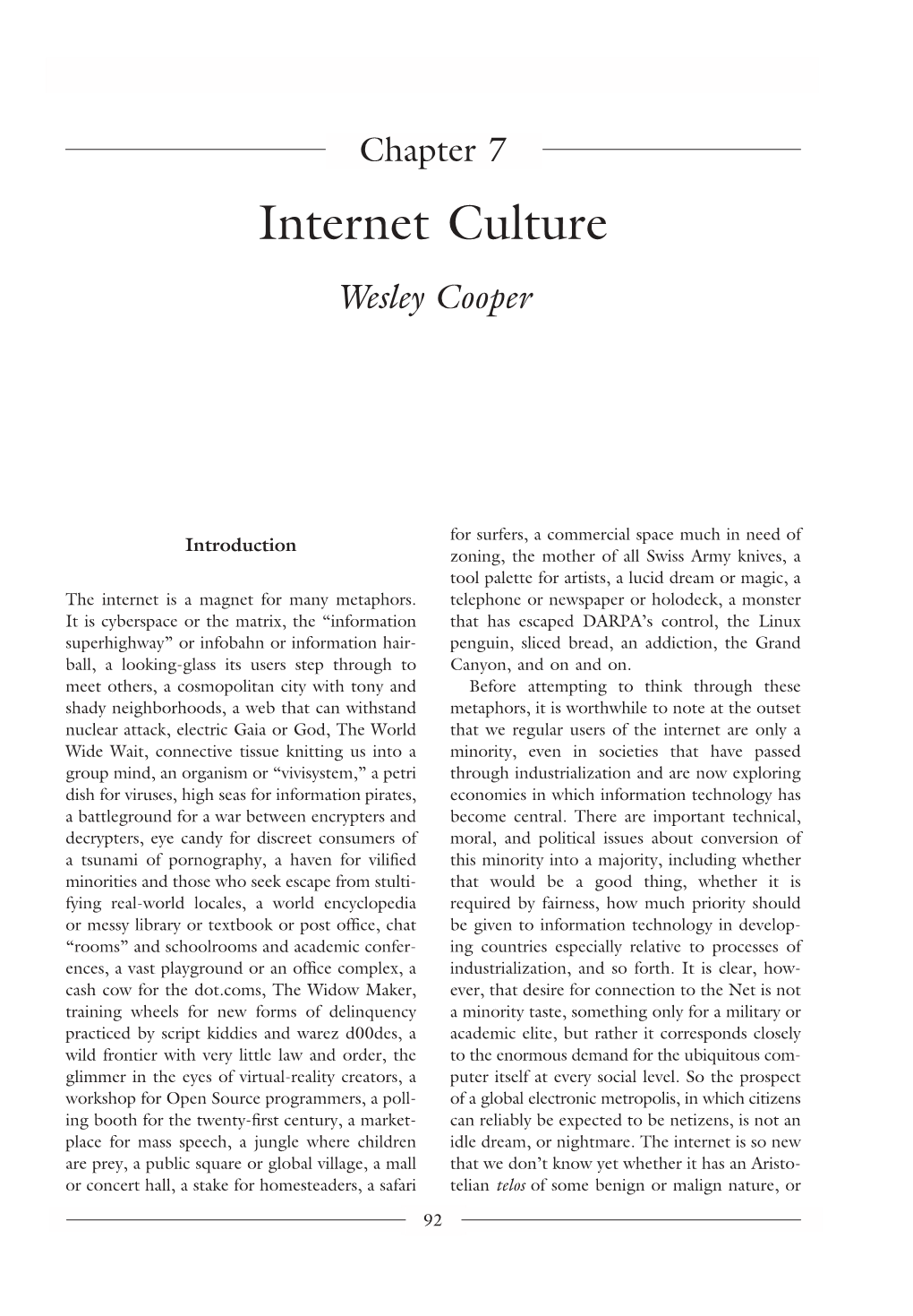 Internet Culture Wesley Cooper