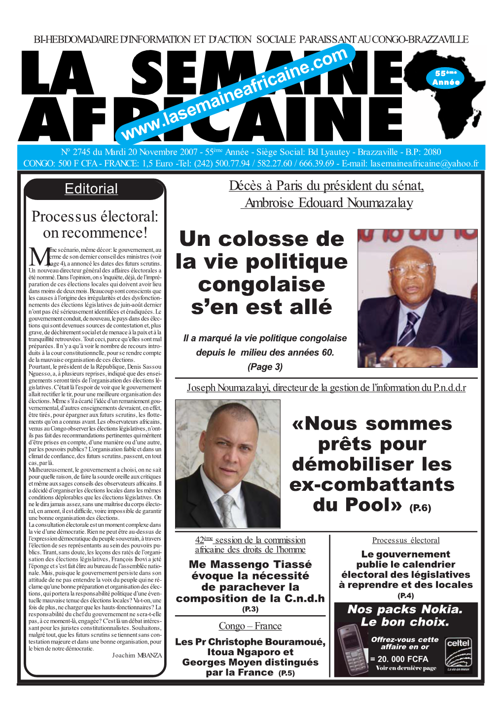 EDITION DU MARDI 20 NOVEMBRE 2007 N°2745.Pmd