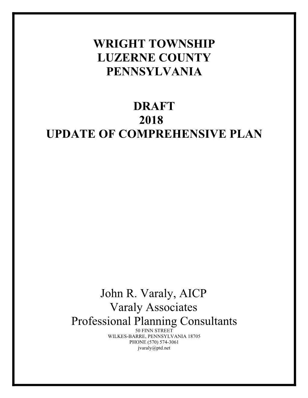 Wright Township Luzerne County Pennsylvania Draft