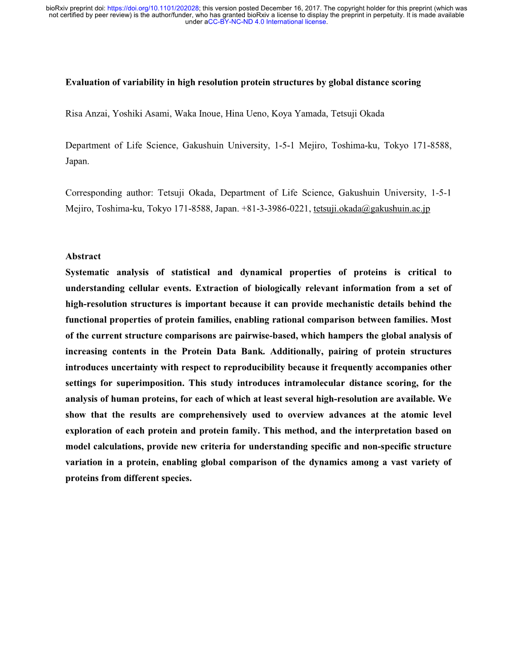 Evaluation of Variability in High Resolution Protein Structures by Global Distance Scoring