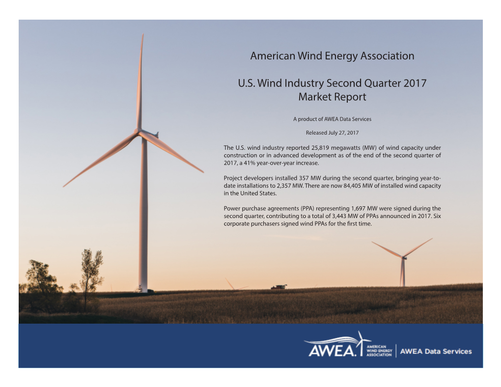 American Wind Energy Association U.S. Wind Industry Fourth Quarter