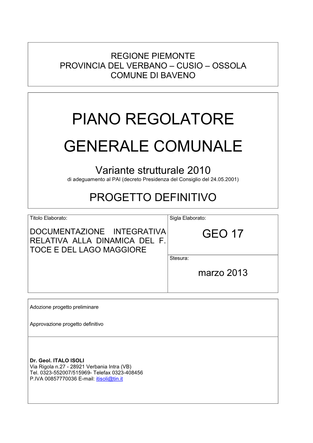 Piano Regolatore Generale Comunale