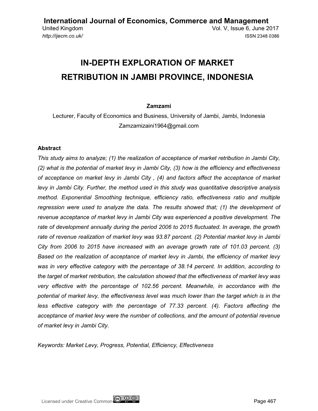 In-Depth Exploration of Market Retribution in Jambi Province, Indonesia