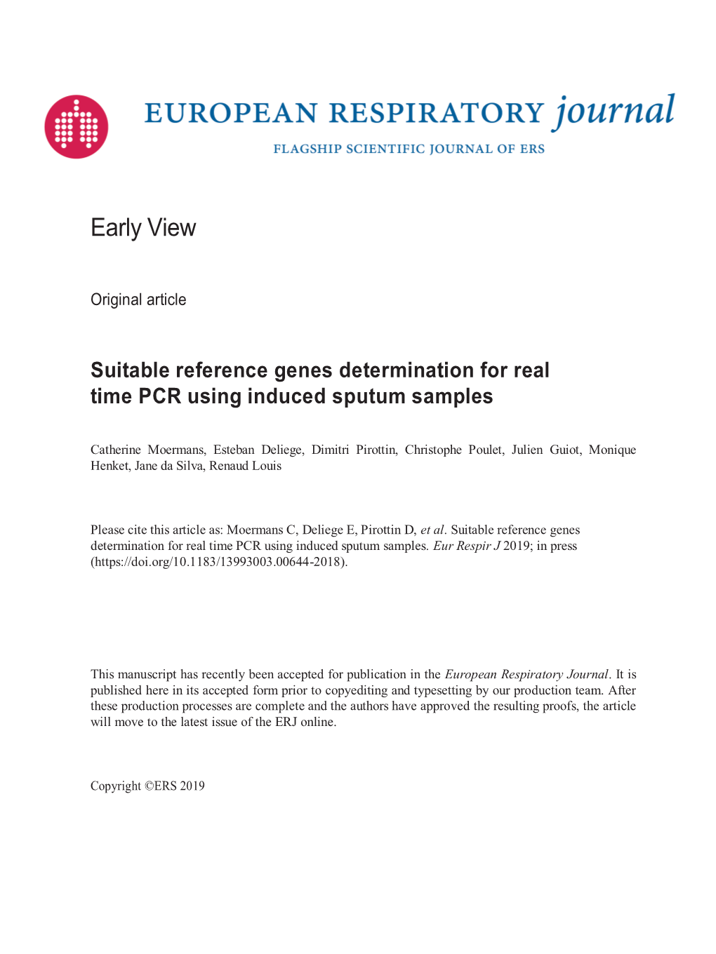 Suitable Reference Genes Determination for Real Time PCR Using Induced Sputum Samples