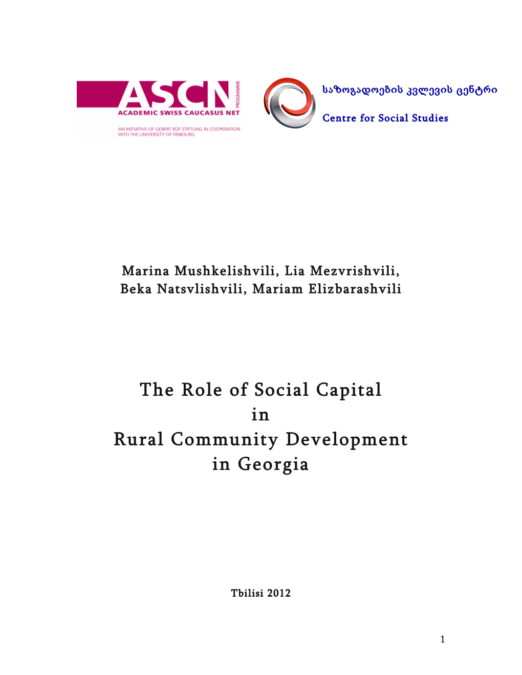 The Role of Social Capital in Rural Community Development in Georgia