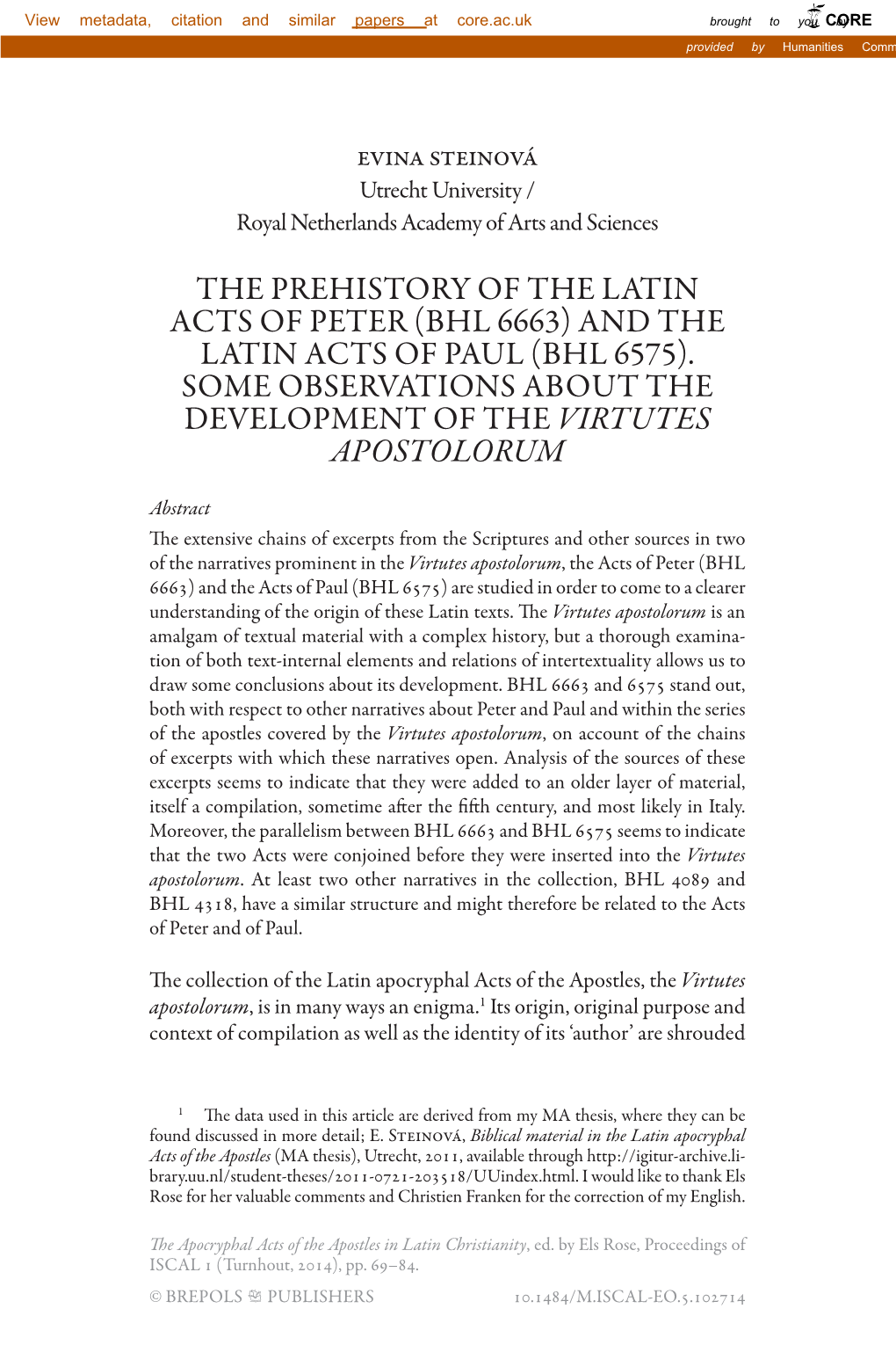 The Apocryphal Acts of the Apostles in Latin Christianity, Ed