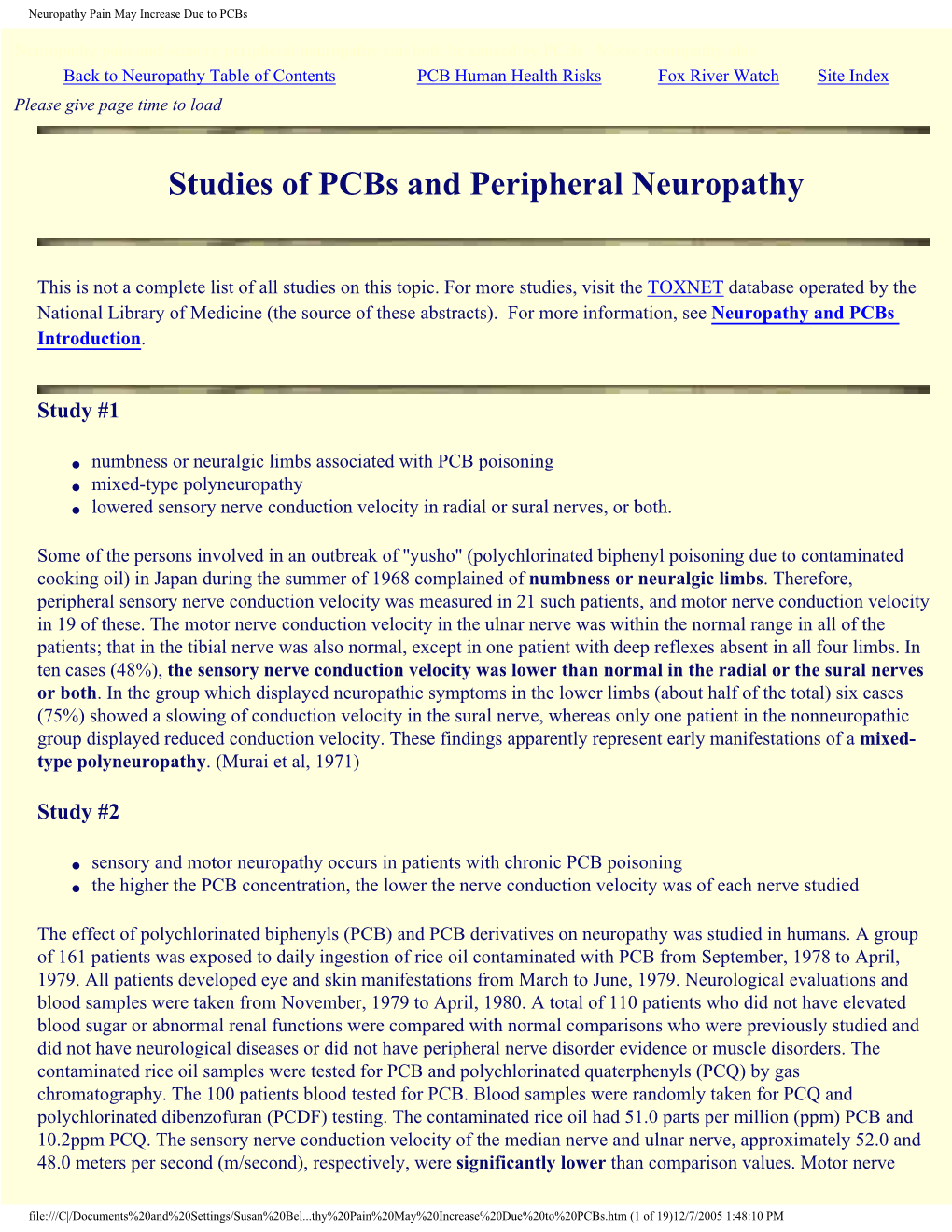 Pcbs and Peripheral Neuropathy