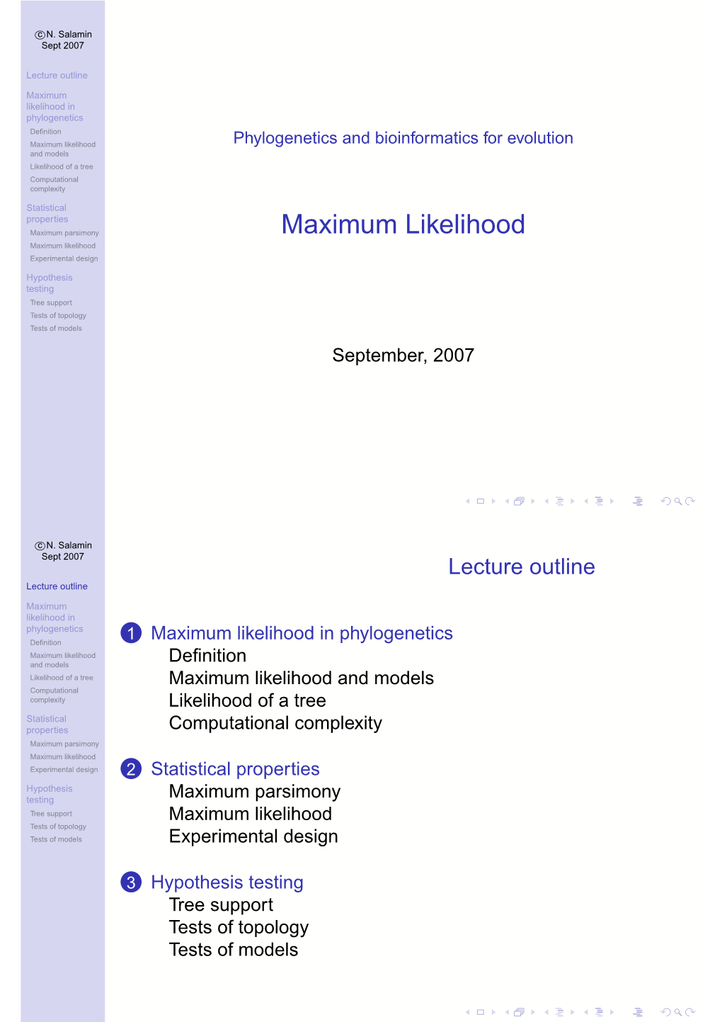 Phylogenetics and Bioinformatics for Evolution [30Pt] Maximum Likelihood