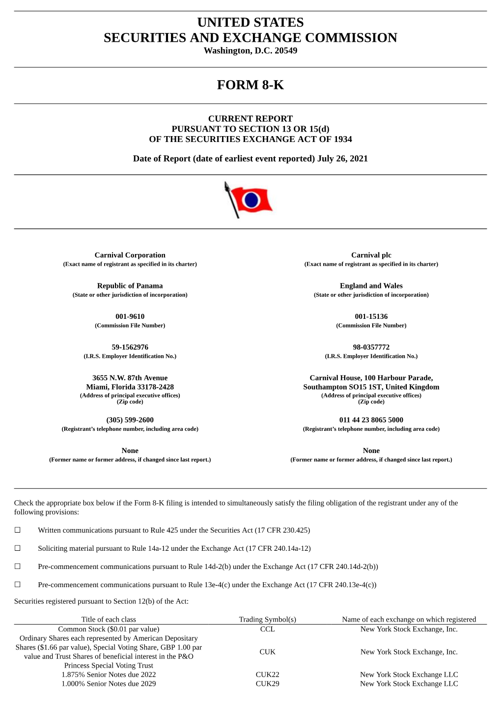 United States Securities and Exchange Commission Form