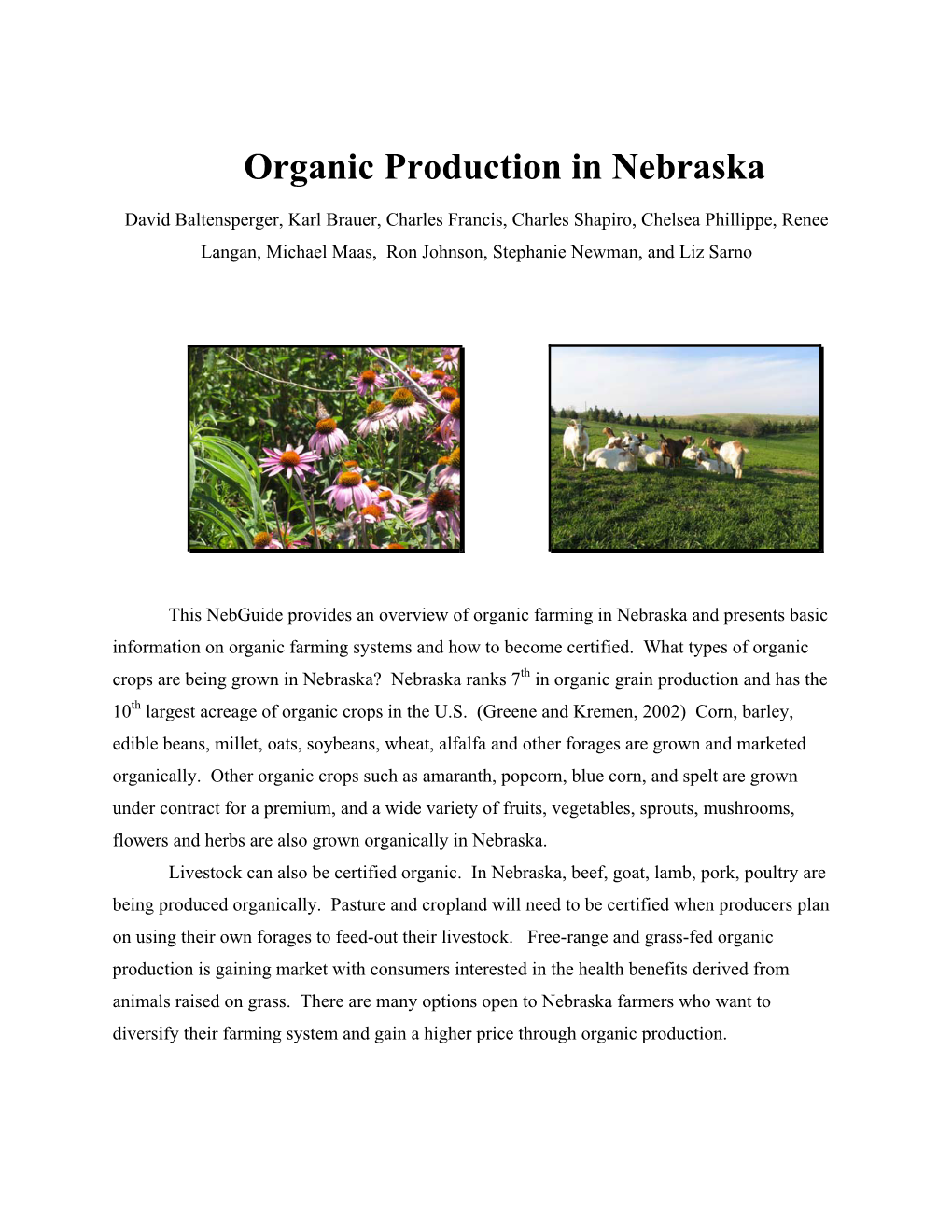 Organic Production in Nebraska
