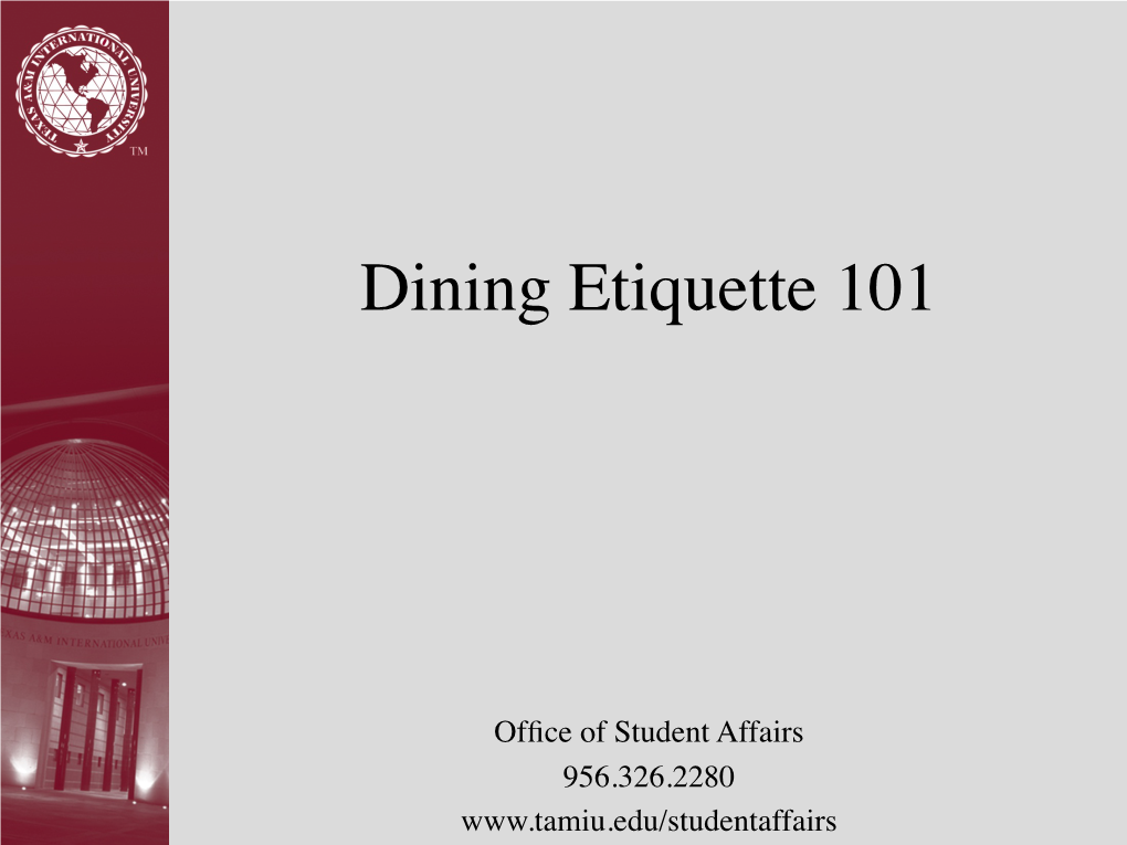 Dining Etiquette 101