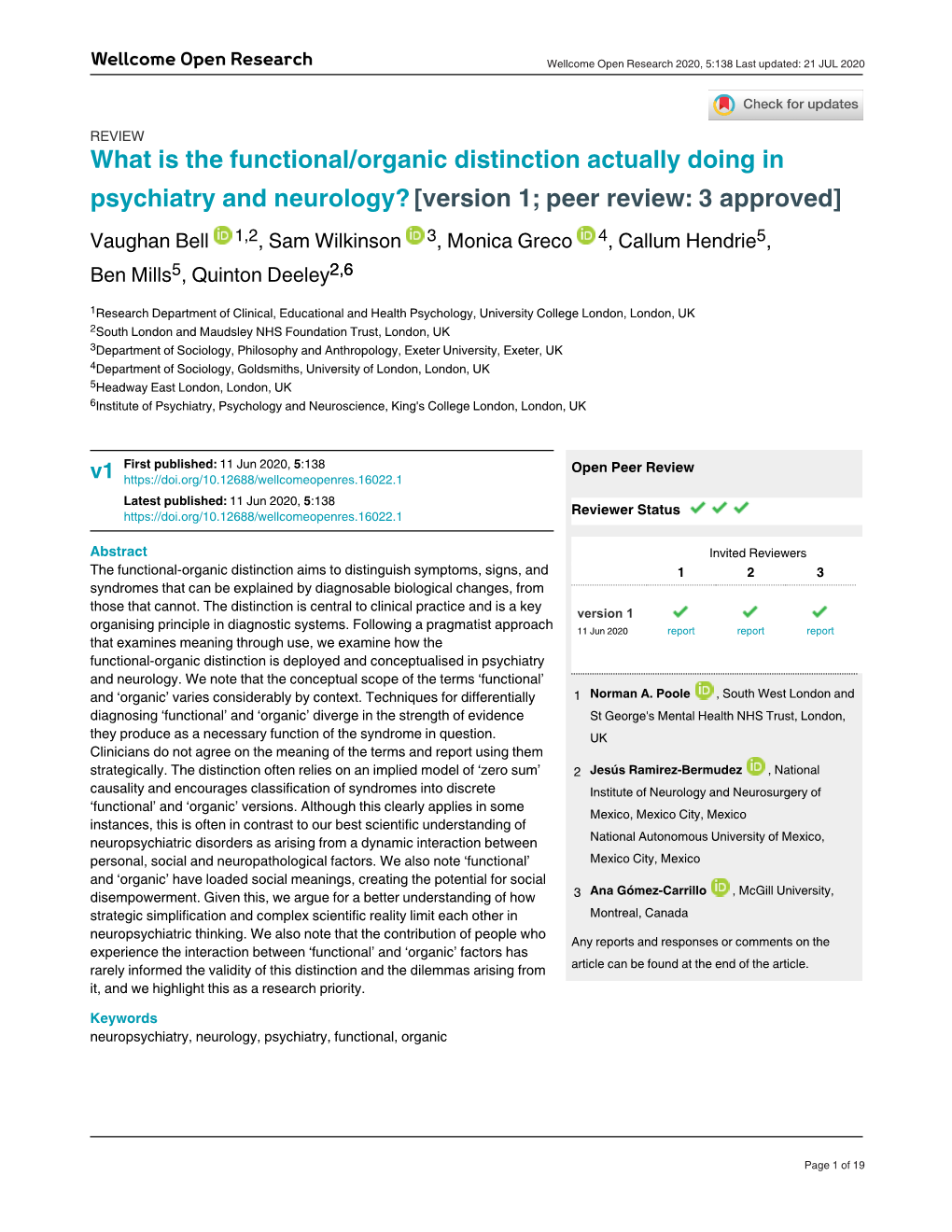 Psychiatry and Neurology?[Version 1; Peer Review: 3 Approved]