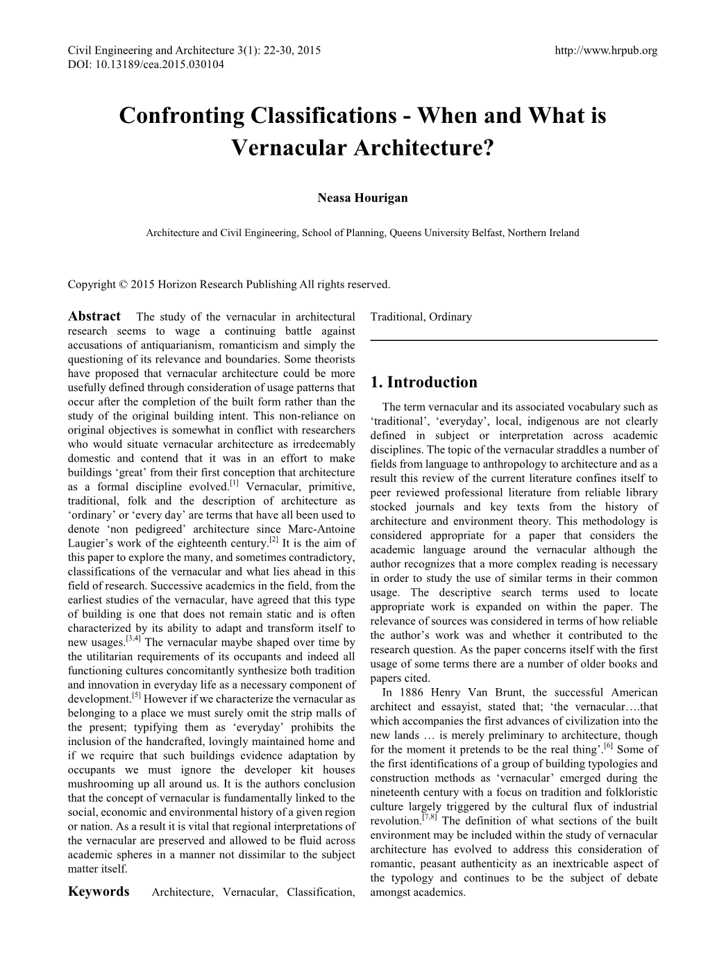 Confronting Classifications - When and What Is Vernacular Architecture?