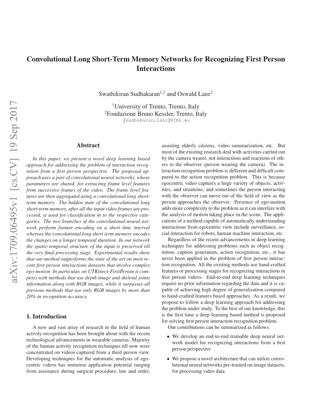 Convolutional Long Short-Term Memory Networks for Recognizing