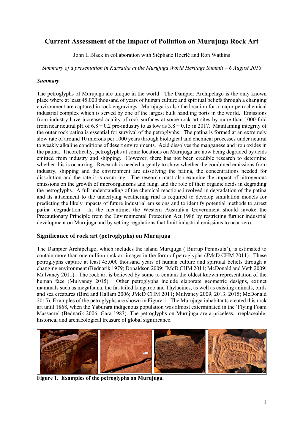 Current Assessment of the Impact of Pollution on Murujuga Rock Art