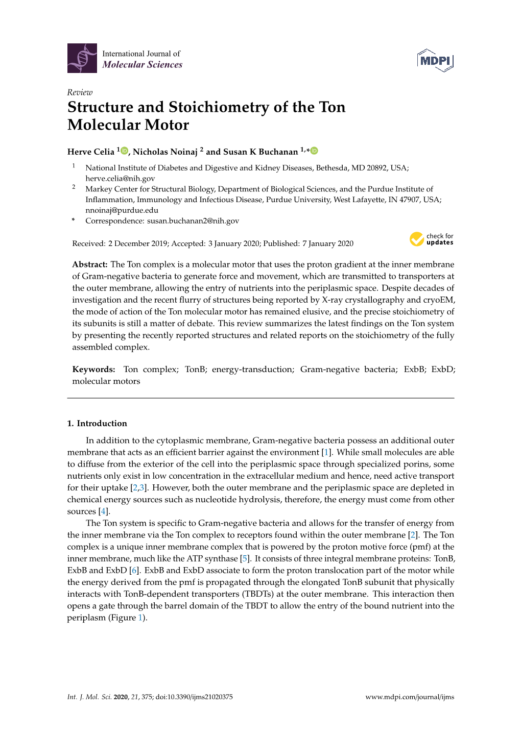Structure and Stoichiometry of the Ton Molecular Motor