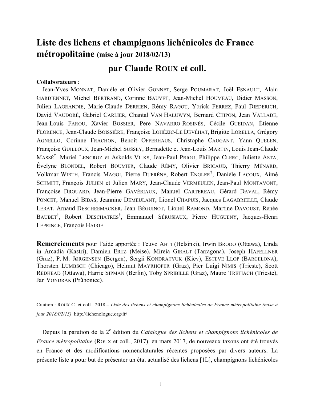 Liste Des Lichens Et Champignons Lichénicoles De France Par Claude