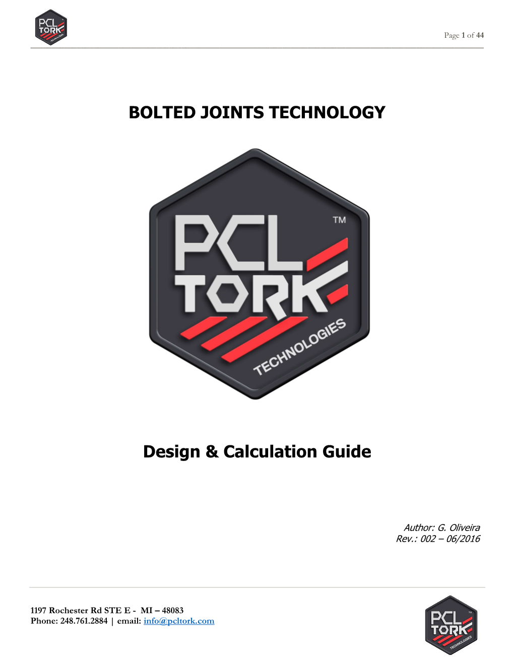 BOLTED JOINTS TECHNOLOGY Design & Calculation Guide