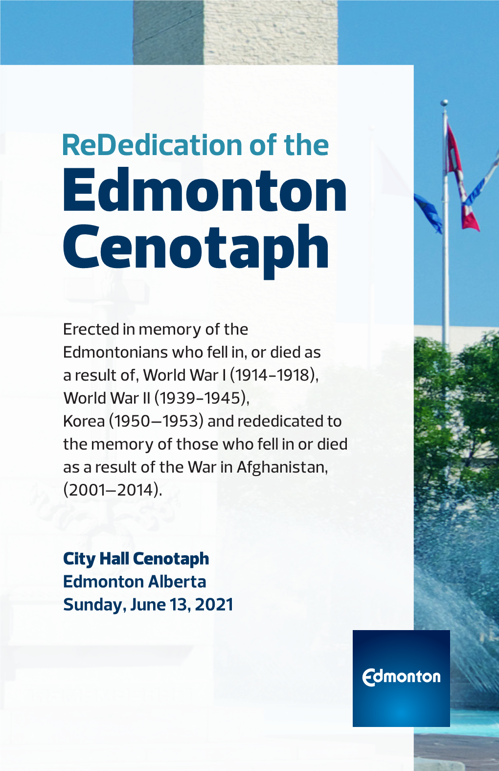 Edmonton Cenotaph Rededication Program
