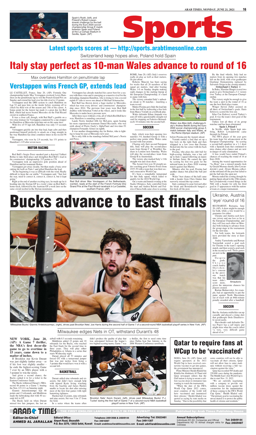 Bucks Advance to East Finals
