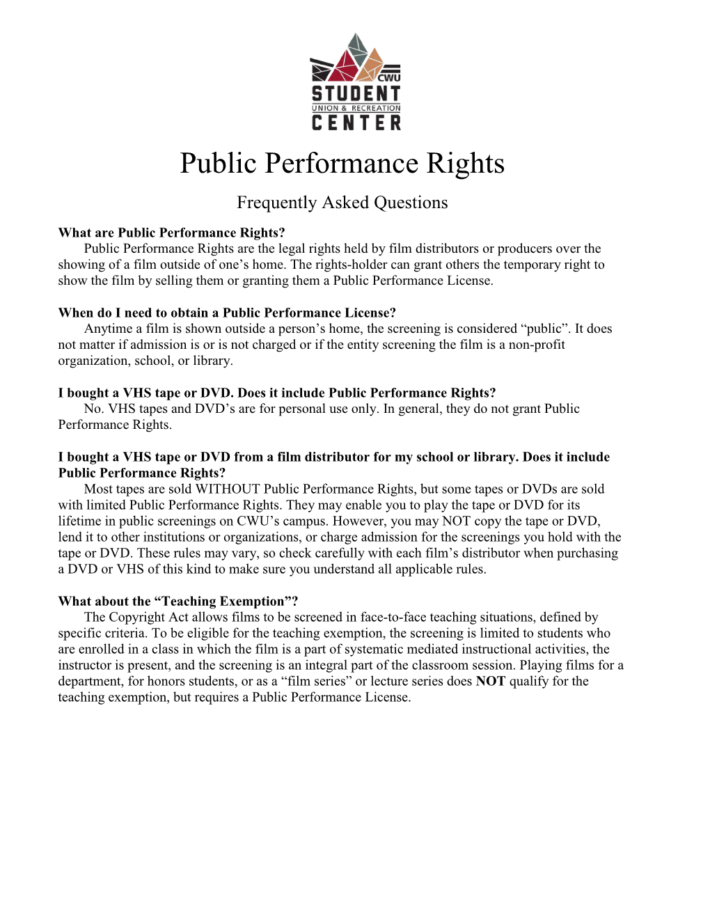 Public Performance Rights