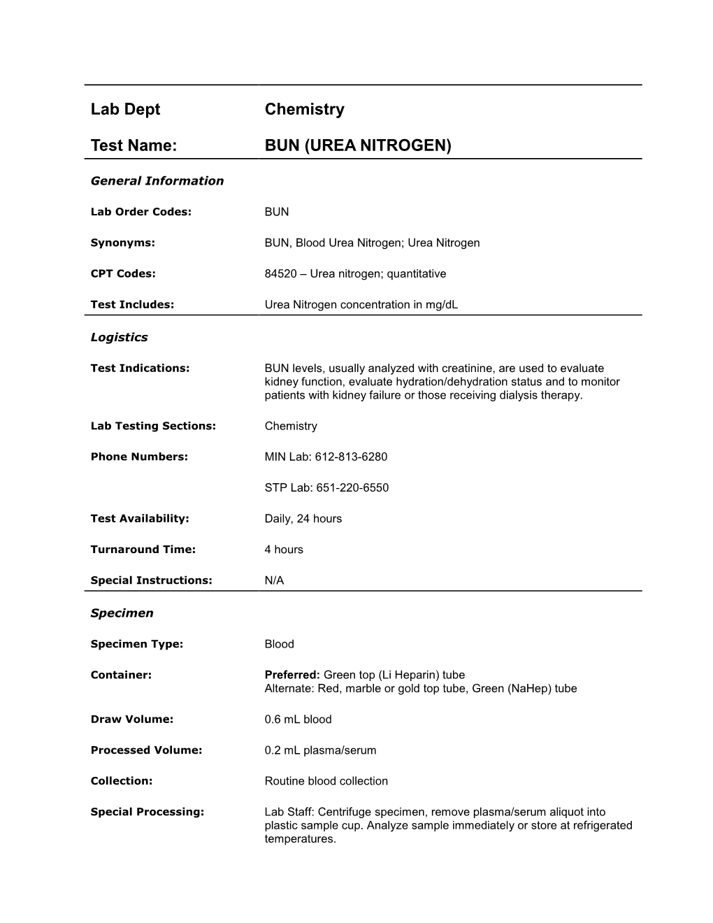 Bun (Urea Nitrogen)