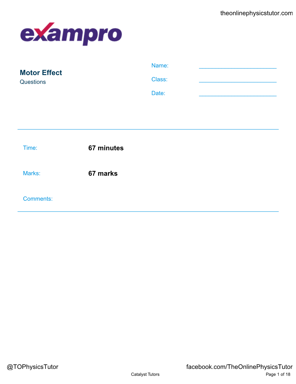 Motor Effect Questions Class: ______Date: ______