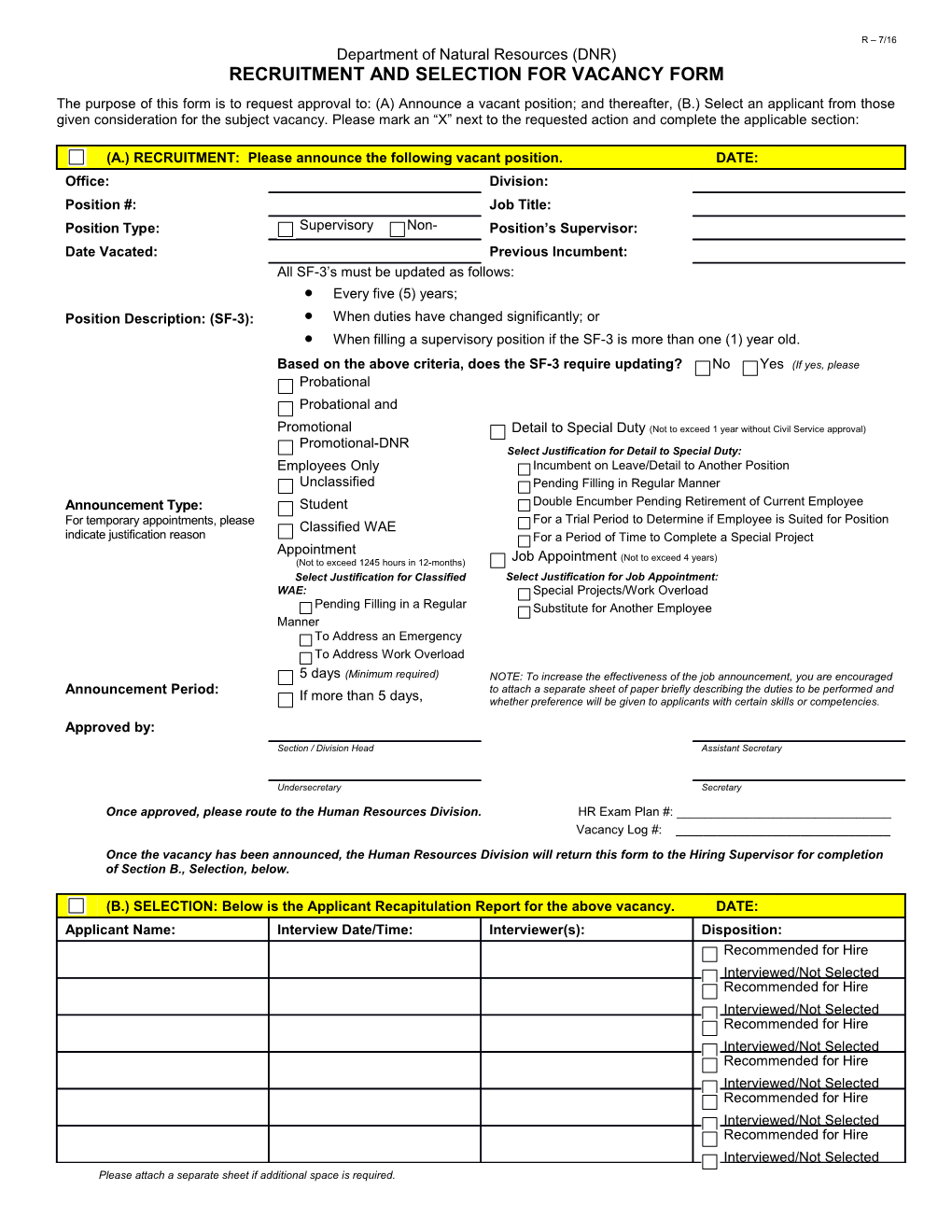 Personnel Authorization Form (301)