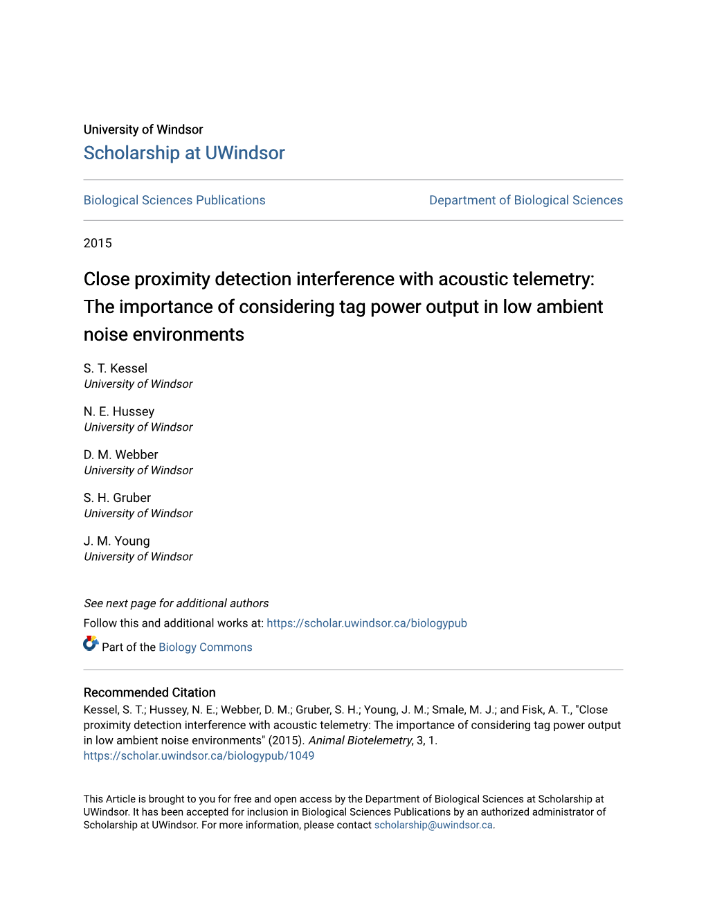 Close Proximity Detection Interference with Acoustic Telemetry: the Importance of Considering Tag Power Output in Low Ambient Noise Environments