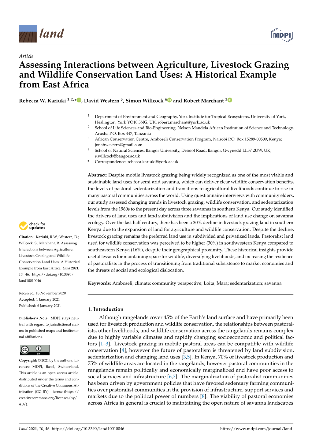 Assessing Interactions Between Agriculture, Livestock Grazing and Wildlife Conservation Land Uses: a Historical Example from East Africa