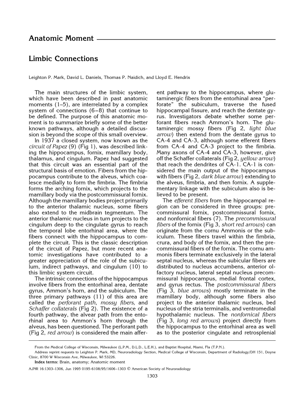 Limbic Connections, Anatomic Moment