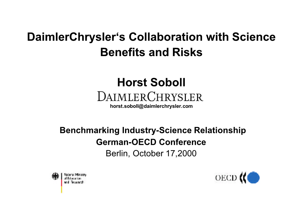 Daimlerchrysler's Collaboration with Science Benefits And
