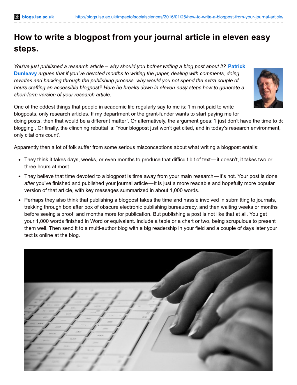 How to Write a Blogpost from Your Journal Article in Eleven Easy Steps