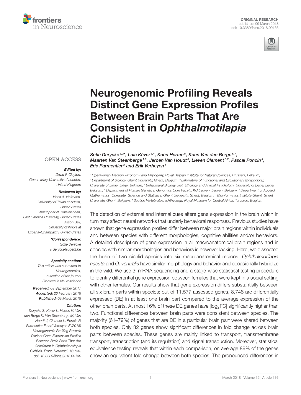 Neurogenomic Profiling Reveals Distinct Gene Expression Profiles