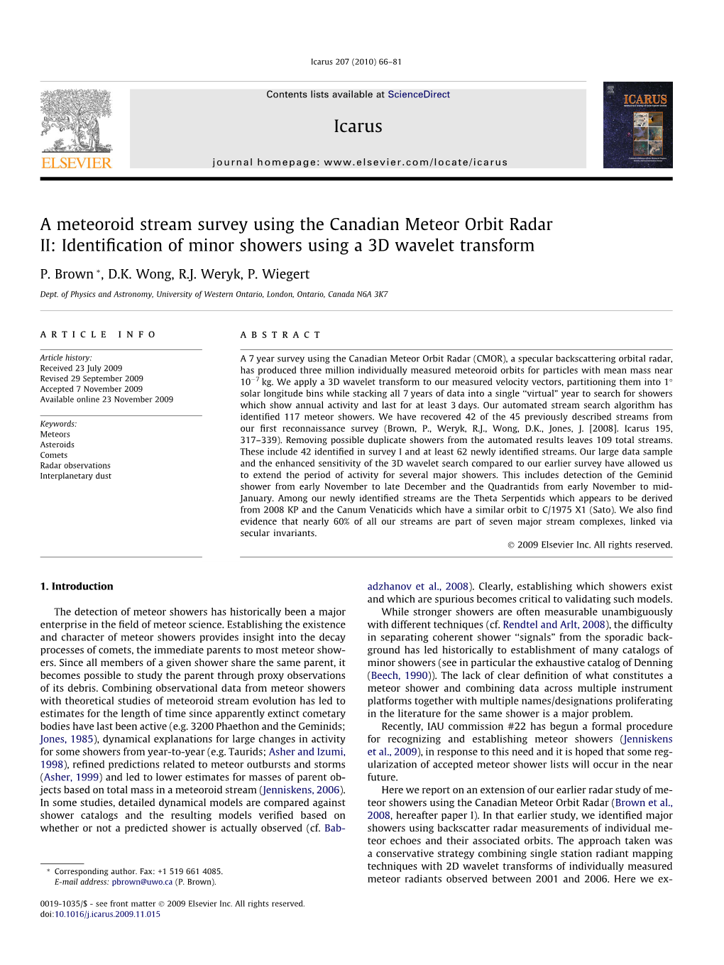 A Meteoroid Stream Survey Using the Canadian Meteor Orbit Radar II: Identiﬁcation of Minor Showers Using a 3D Wavelet Transform