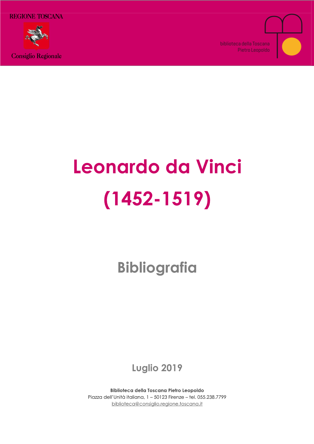 Leonardo Da Vinci (1452-1519) Luglio 2019