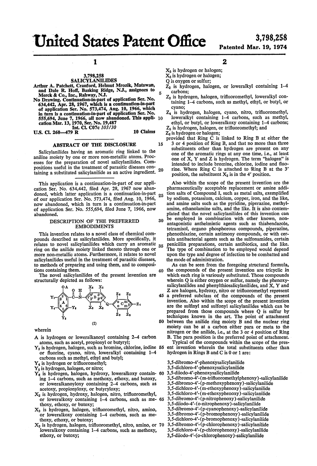 United States Patent Office Patented Mar