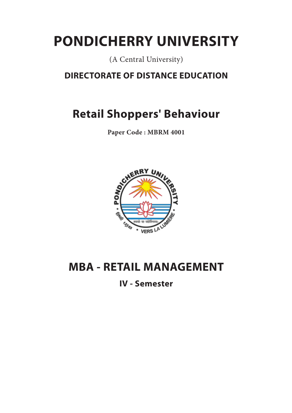 Retail Shoppers' Behaviour
