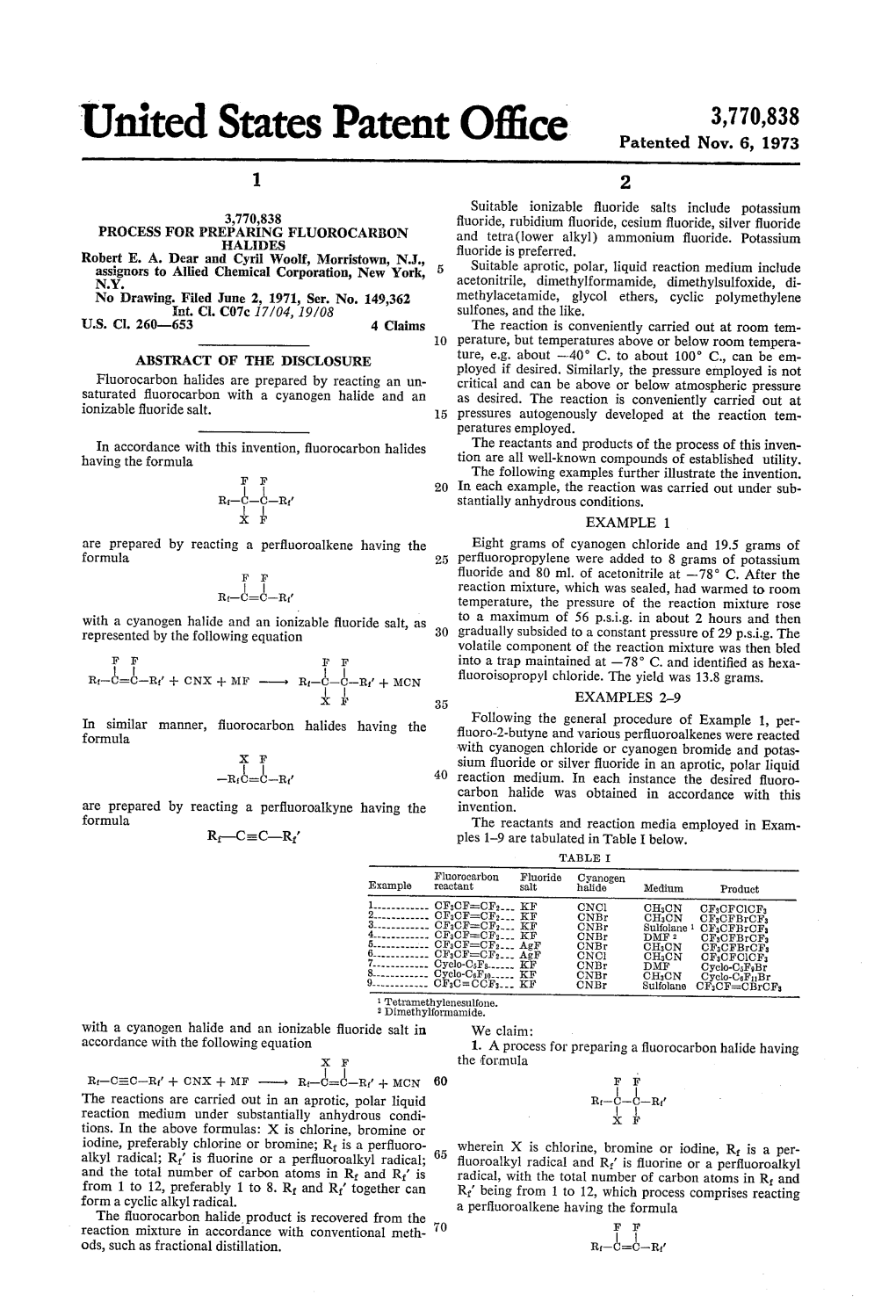 United States Patent Office Patented Nov