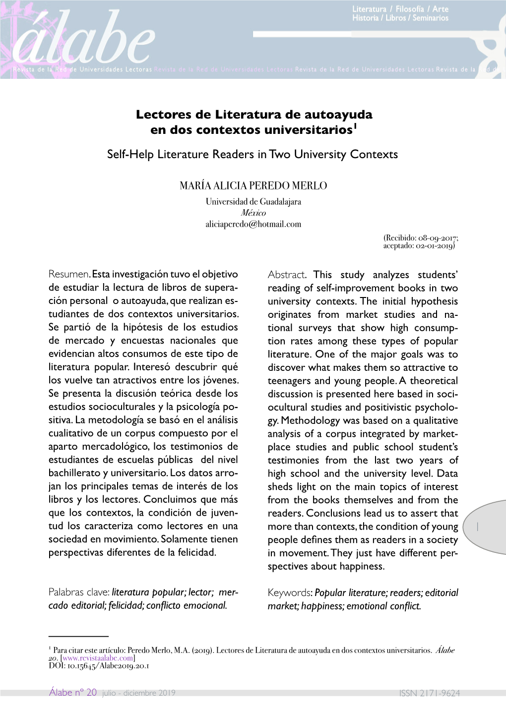 Lectores De Literatura De Autoayuda En Dos Contextos Universitarios1 Self-Help Literature Readers in Two University Contexts