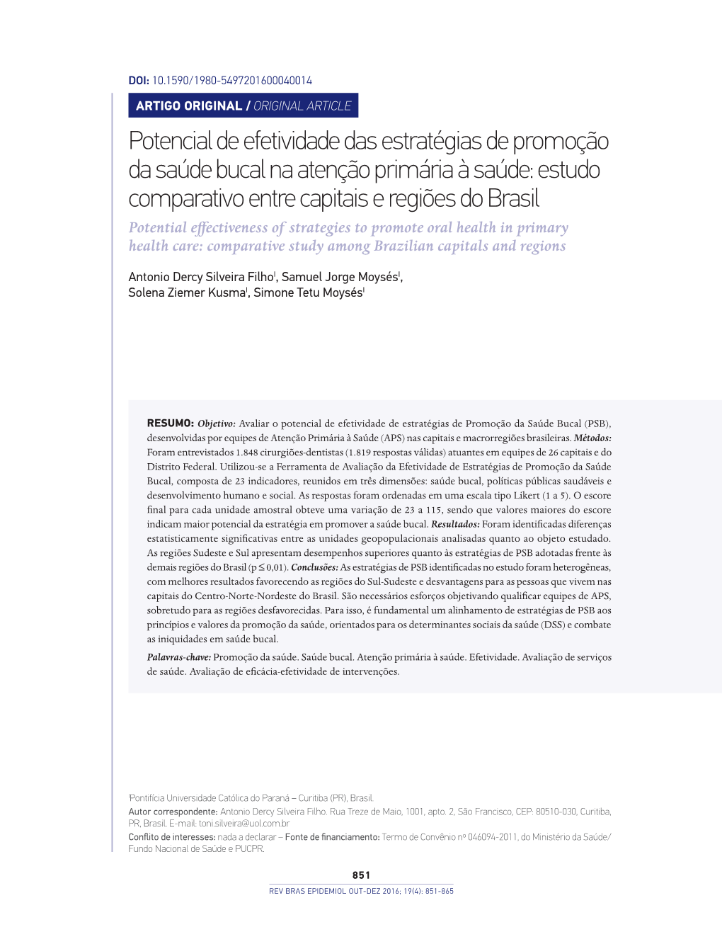 Potential Effectiveness of Strategies to Promote Oral Health in Primary Health Care: Comparative Study Among Brazilian Capitals and Regions