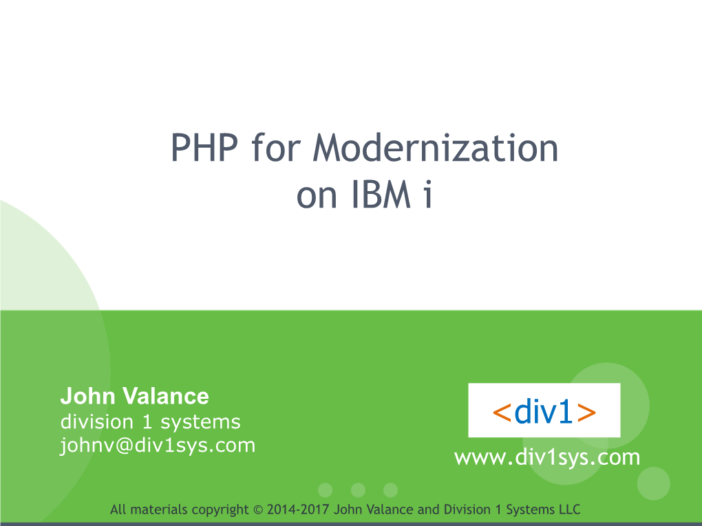 PHP for Modernization on IBM I