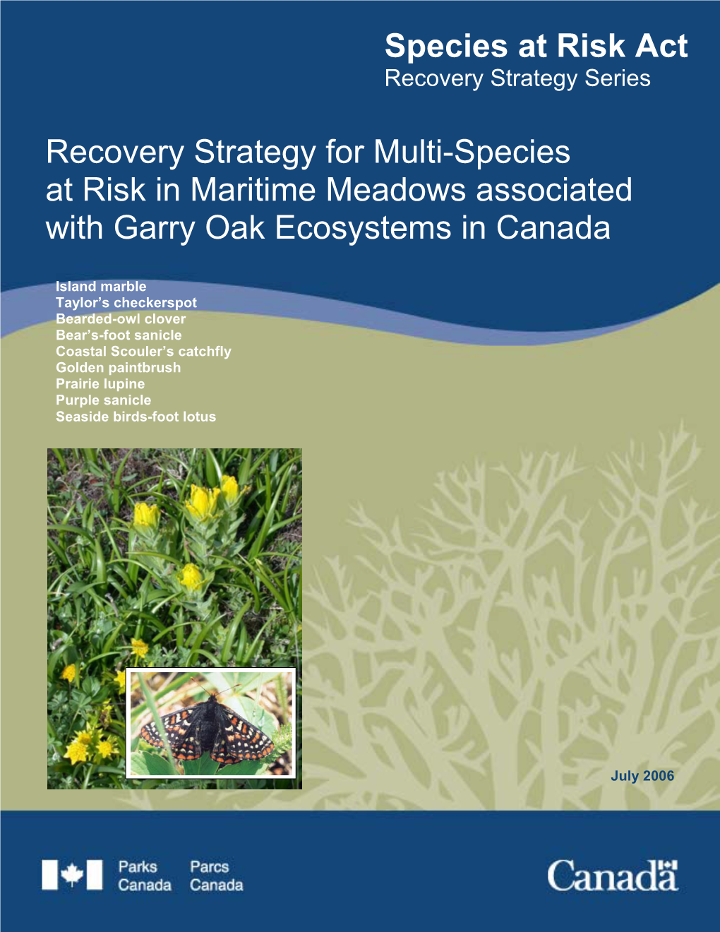Recovery Strategy for Multi-Species at Risk in Maritime Meadows Associated with Garry Oak Ecosystems in Canada