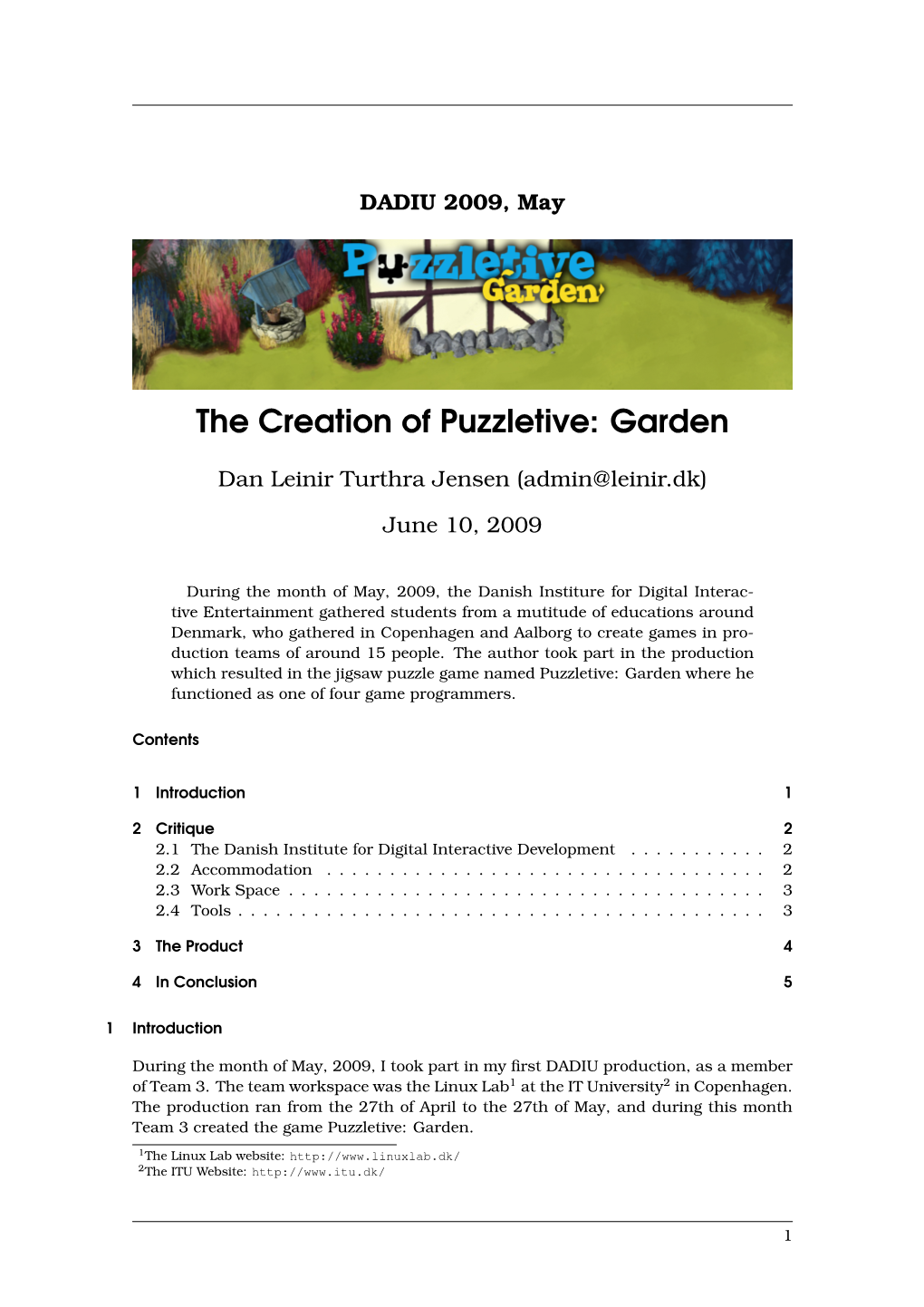 The Creation of Puzzletive: Garden