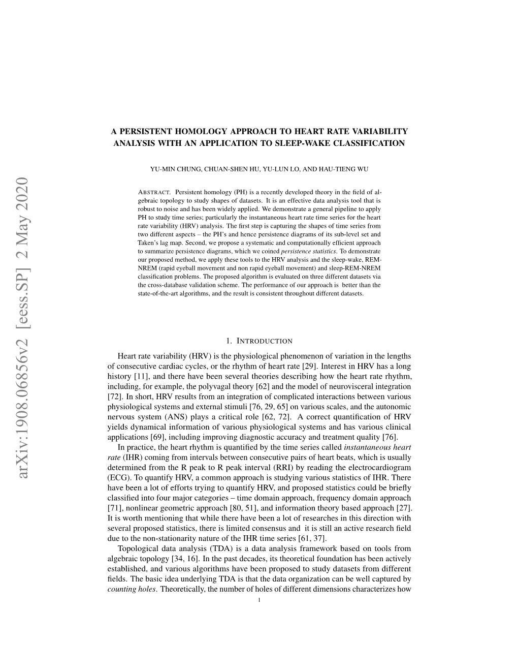 Arxiv:1908.06856V2 [Eess.SP] 2 May 2020 (ECG)