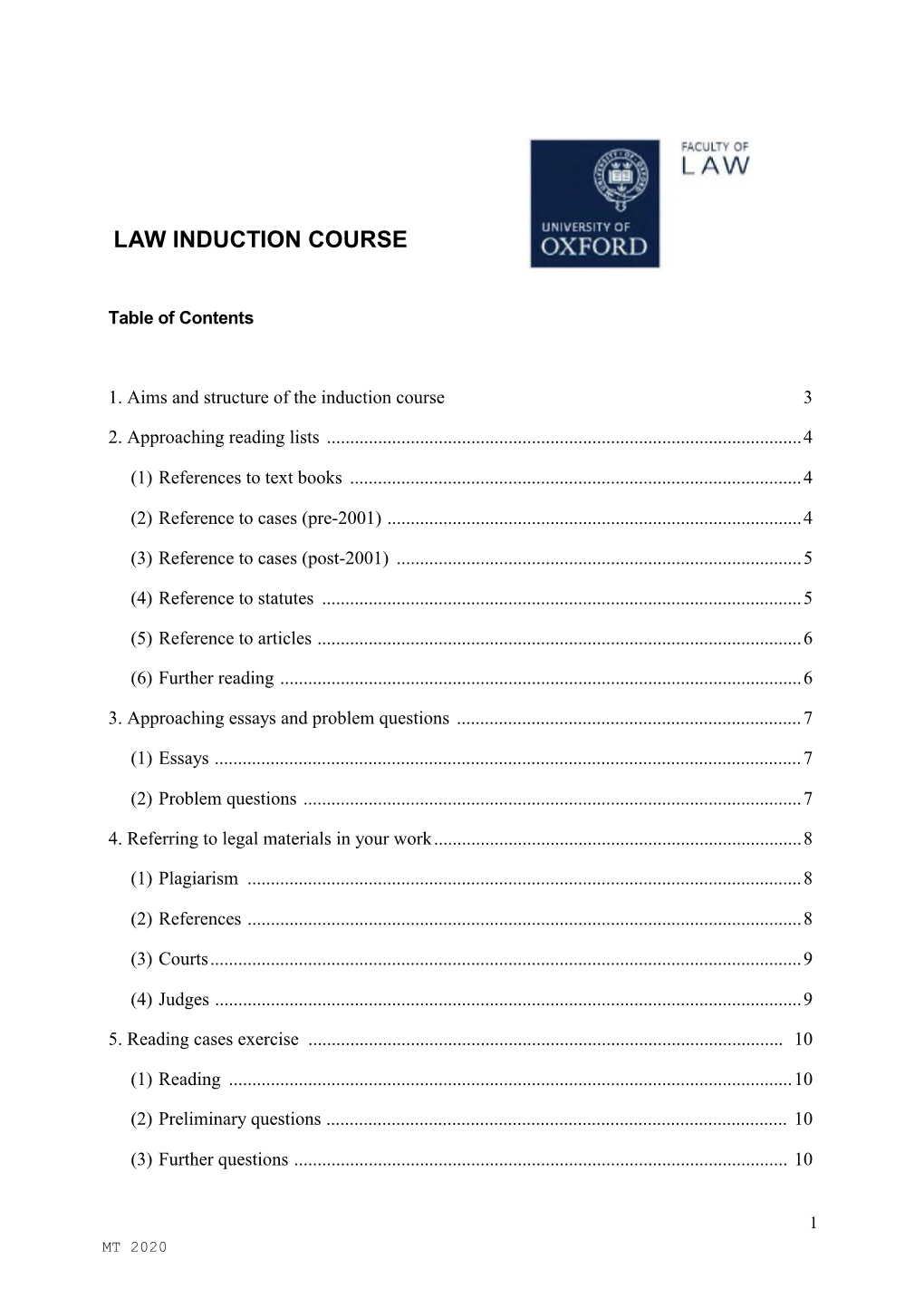 Law Induction Course