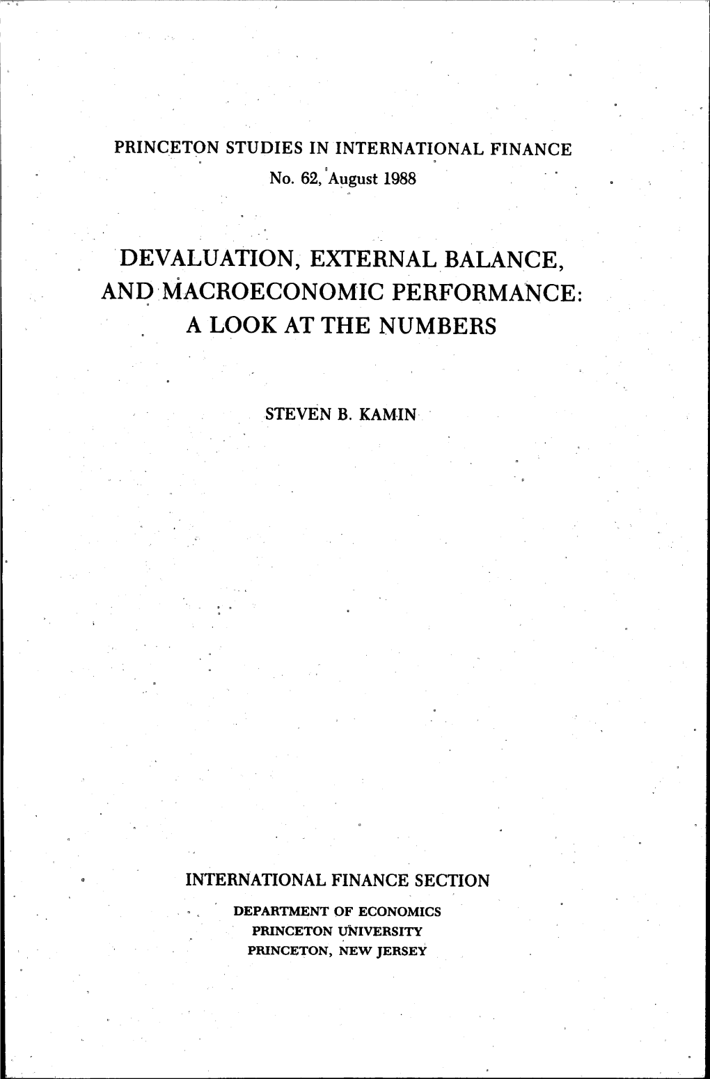 Devaluation, External Balance, and Macroeconomic Performance: a Look at the Numbers