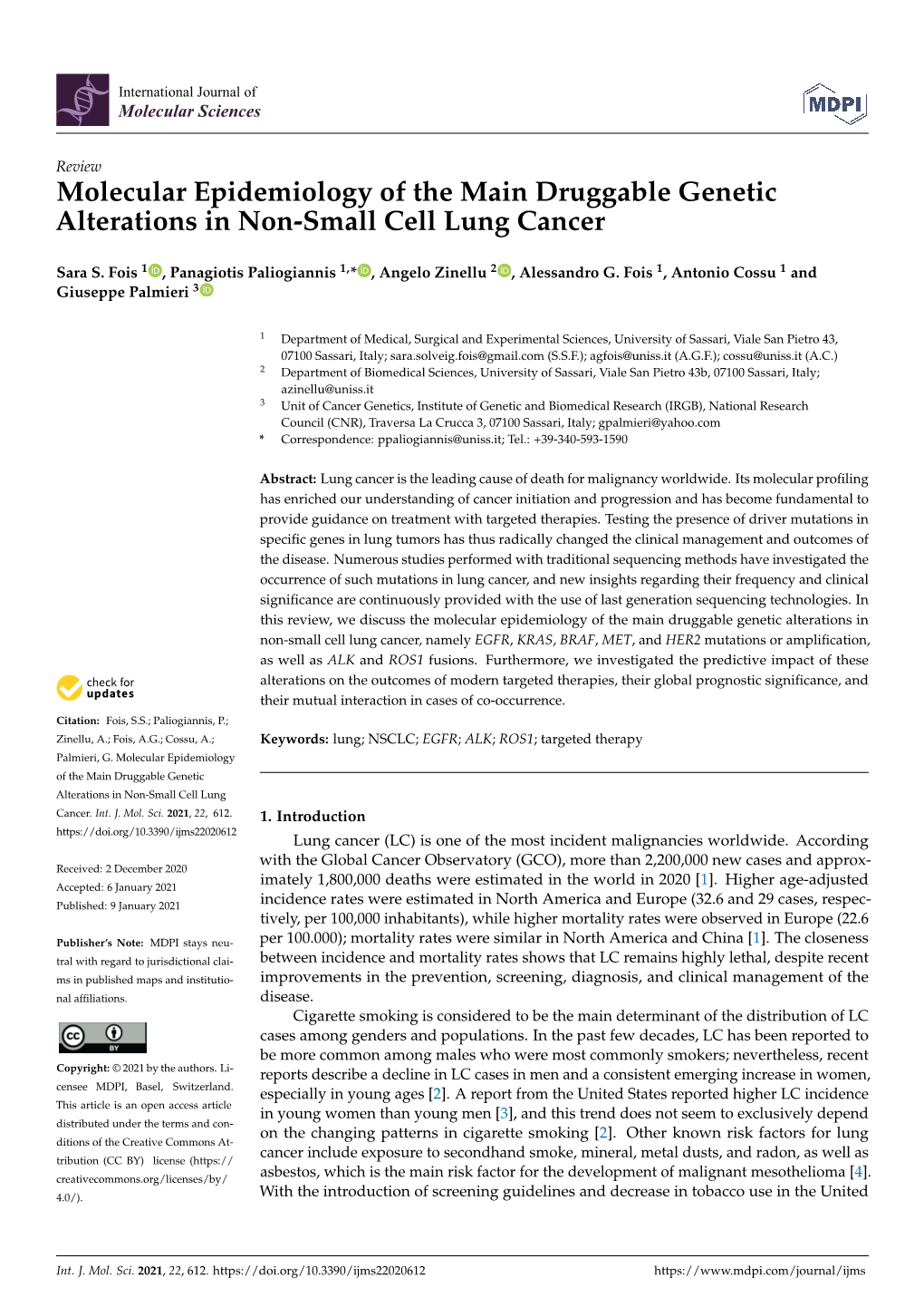 Molecular Epidemiology of the Main Druggable Genetic Alterations in Non-Small Cell Lung Cancer