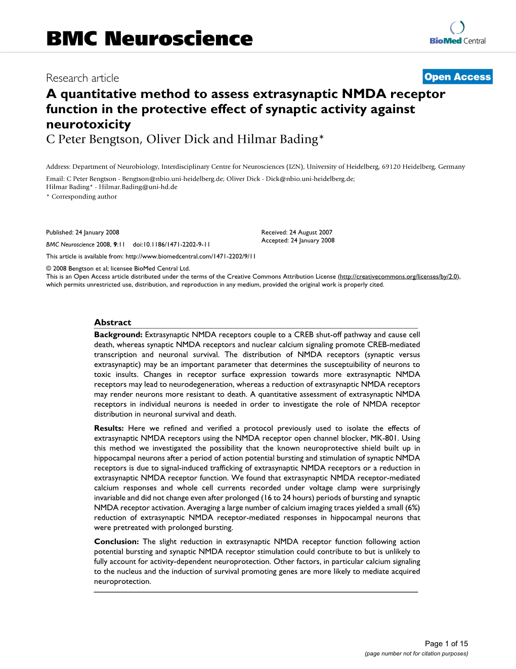 BMC Neuroscience Biomed Central